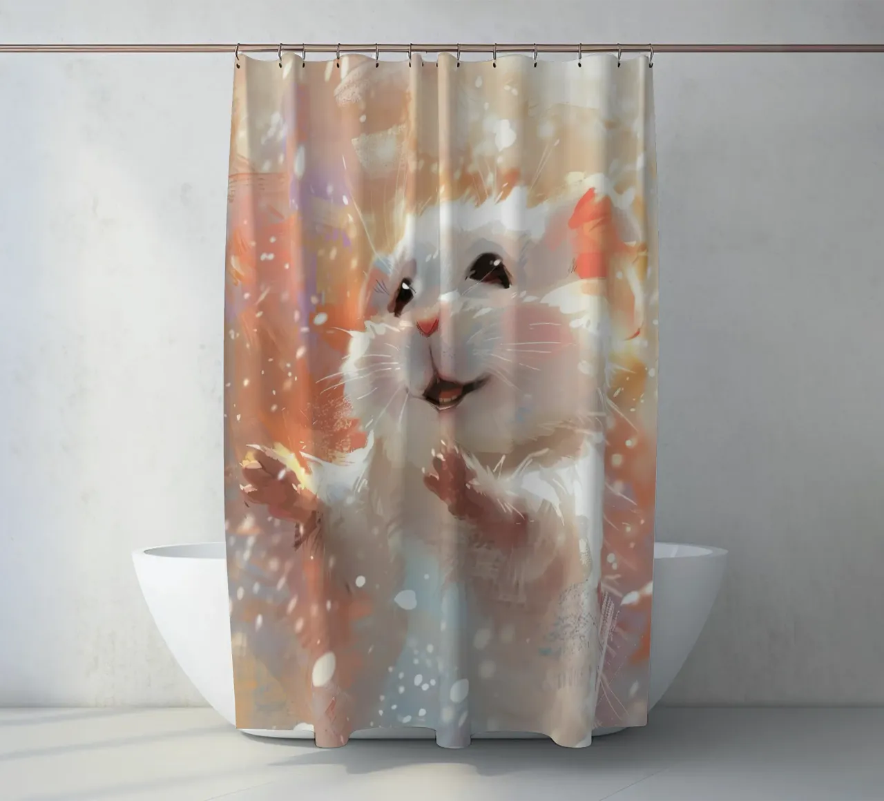soft and fluffy chinchilla with a loving expression shower curtain by DesignDoodle