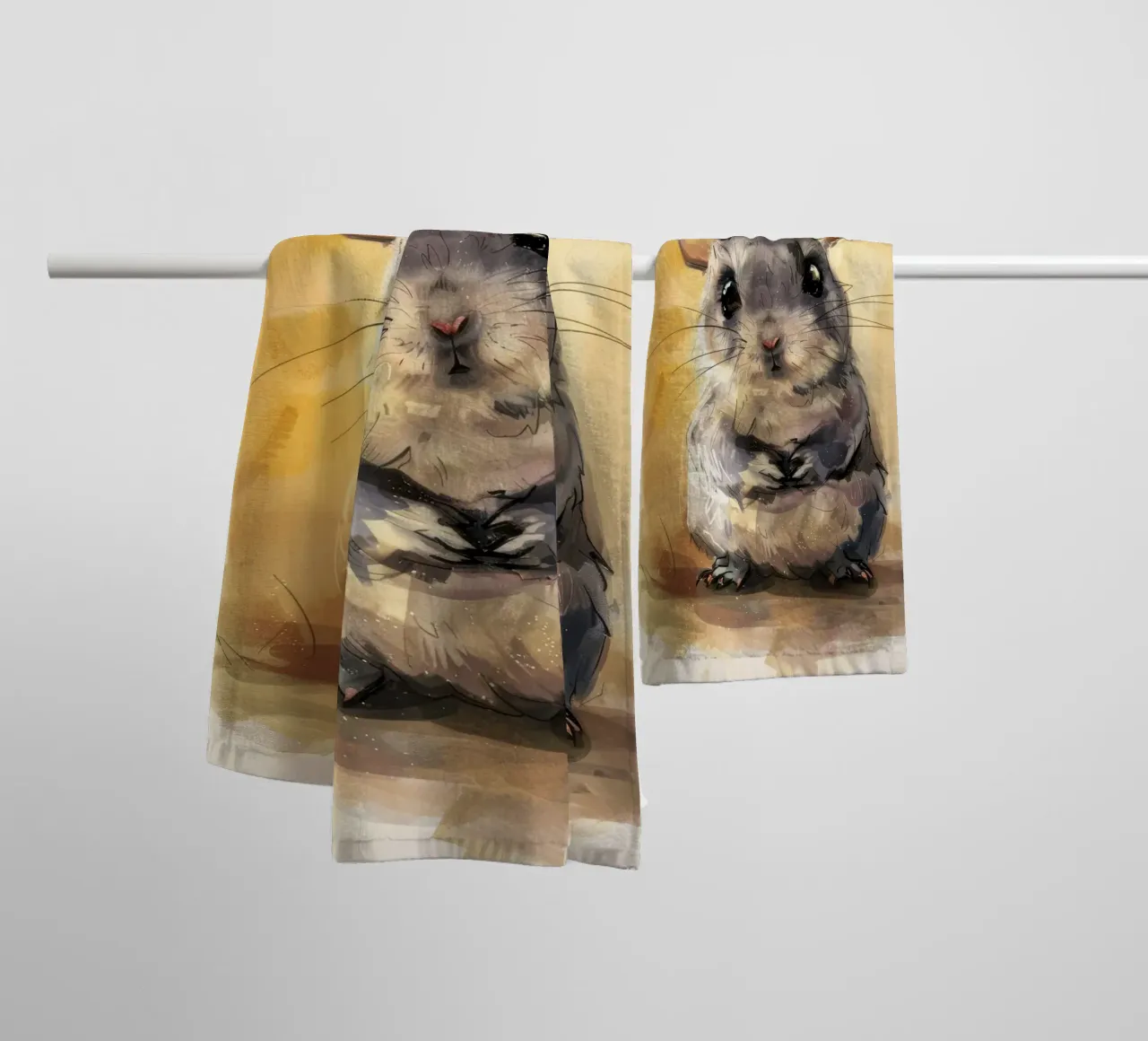 playful chinchilla with a gentle, affectionate look towel by DesignDoodle