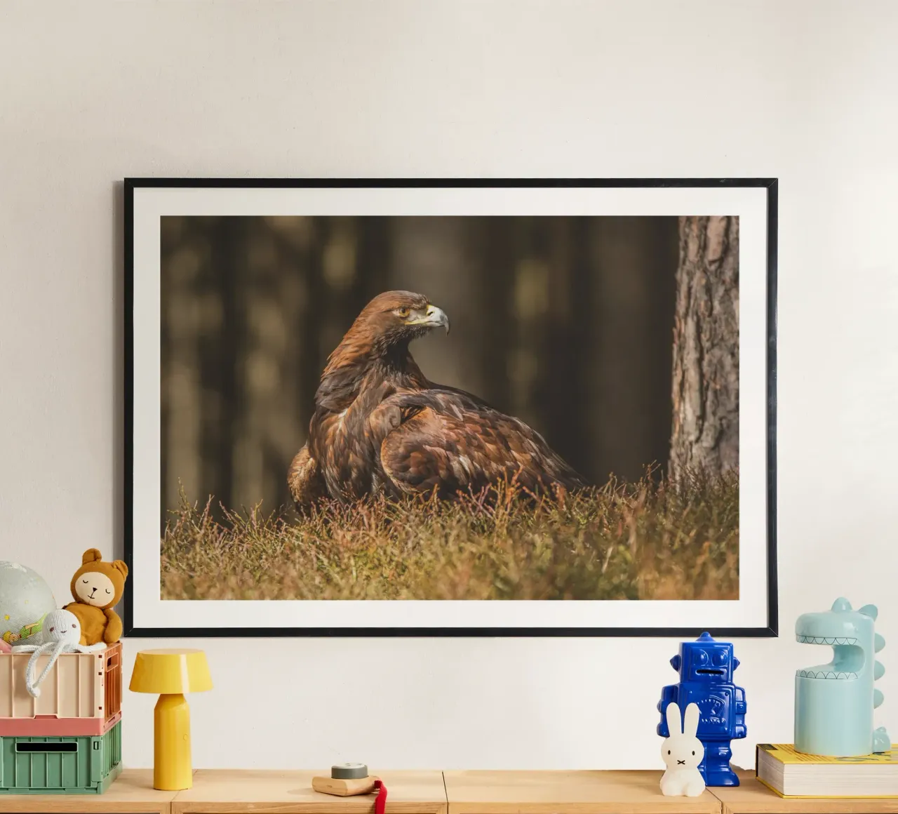 Golden Eagle poster con telaio in legno da Dave Hare Photography