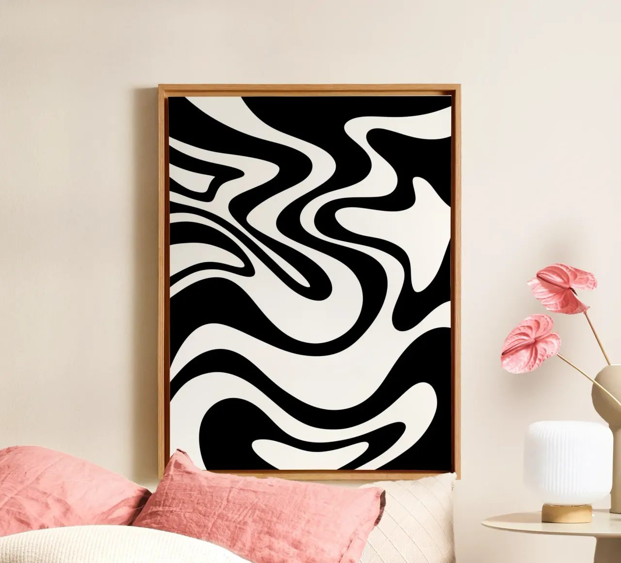 Black and White Wave Pattern canvas by MODERN NUANCE