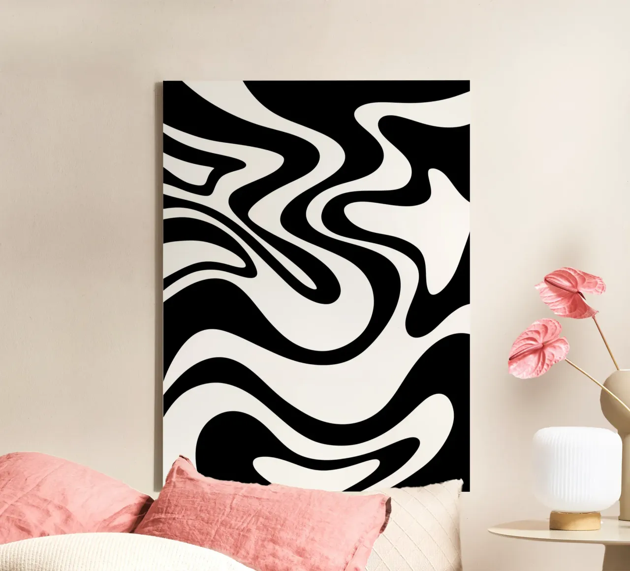 Black and White Wave Pattern canvas by MODERN NUANCE
