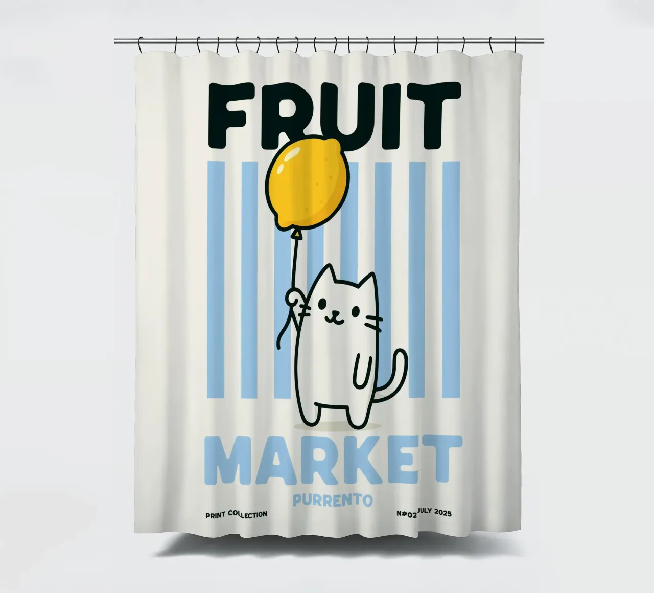 Mercado de frutas - Edición Purrento Miau cortina de baño de Artezza