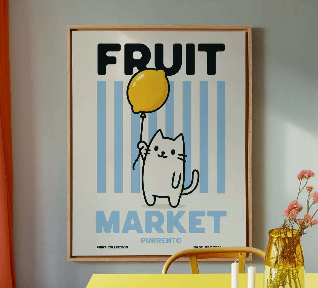 Mercato della frutta - Edizione Purrento Meow tela con Cornice a cassetta da Artezza