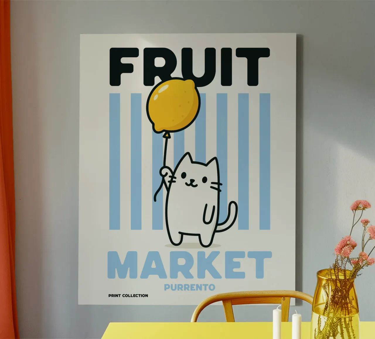 Mercato della frutta - Edizione Purrento Meow tela con Cornice a cassetta da Artezza