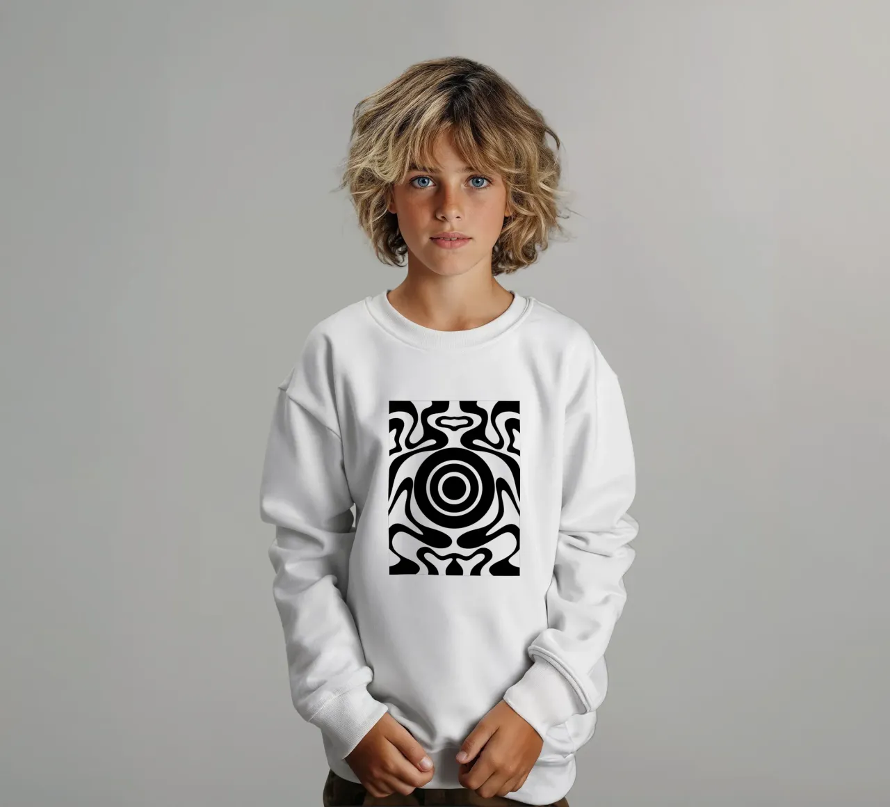 Motivo a onda in bianco e nero felpa bambino da MODERN NUANCE