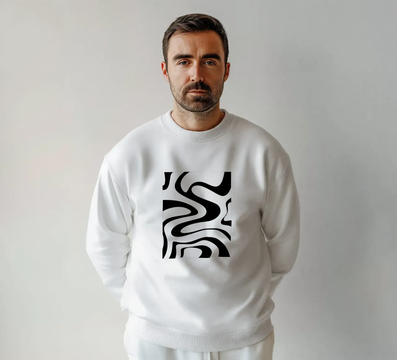 Motivo a onda in bianco e nero felpa da MODERN NUANCE