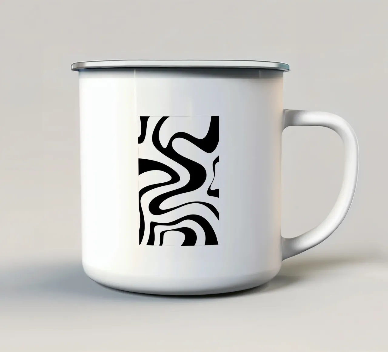 Motivo a onda in bianco e nero tazza in smalto da MODERN NUANCE