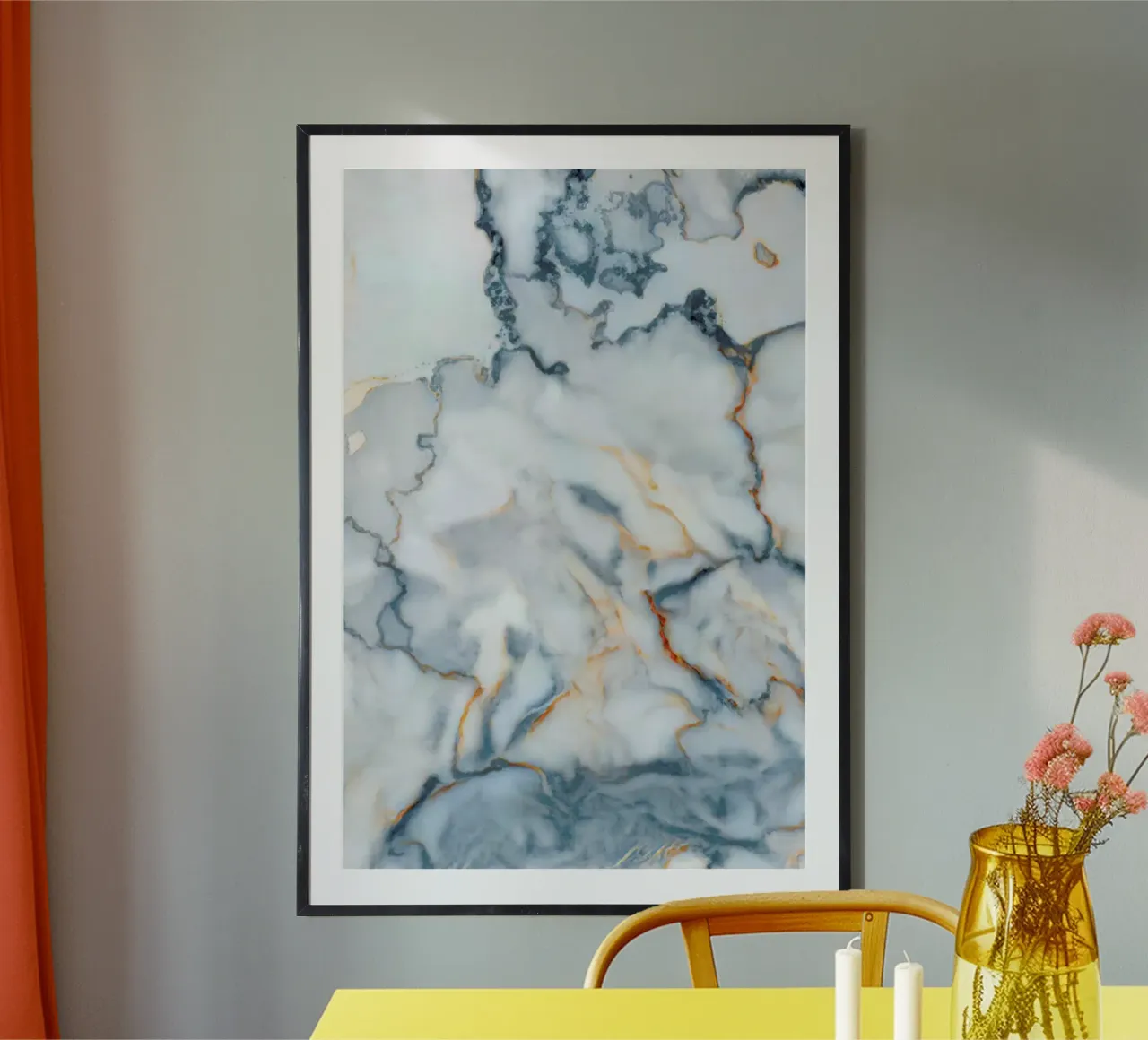 Germany Marble Map poster con telaio in alluminio da Octavian