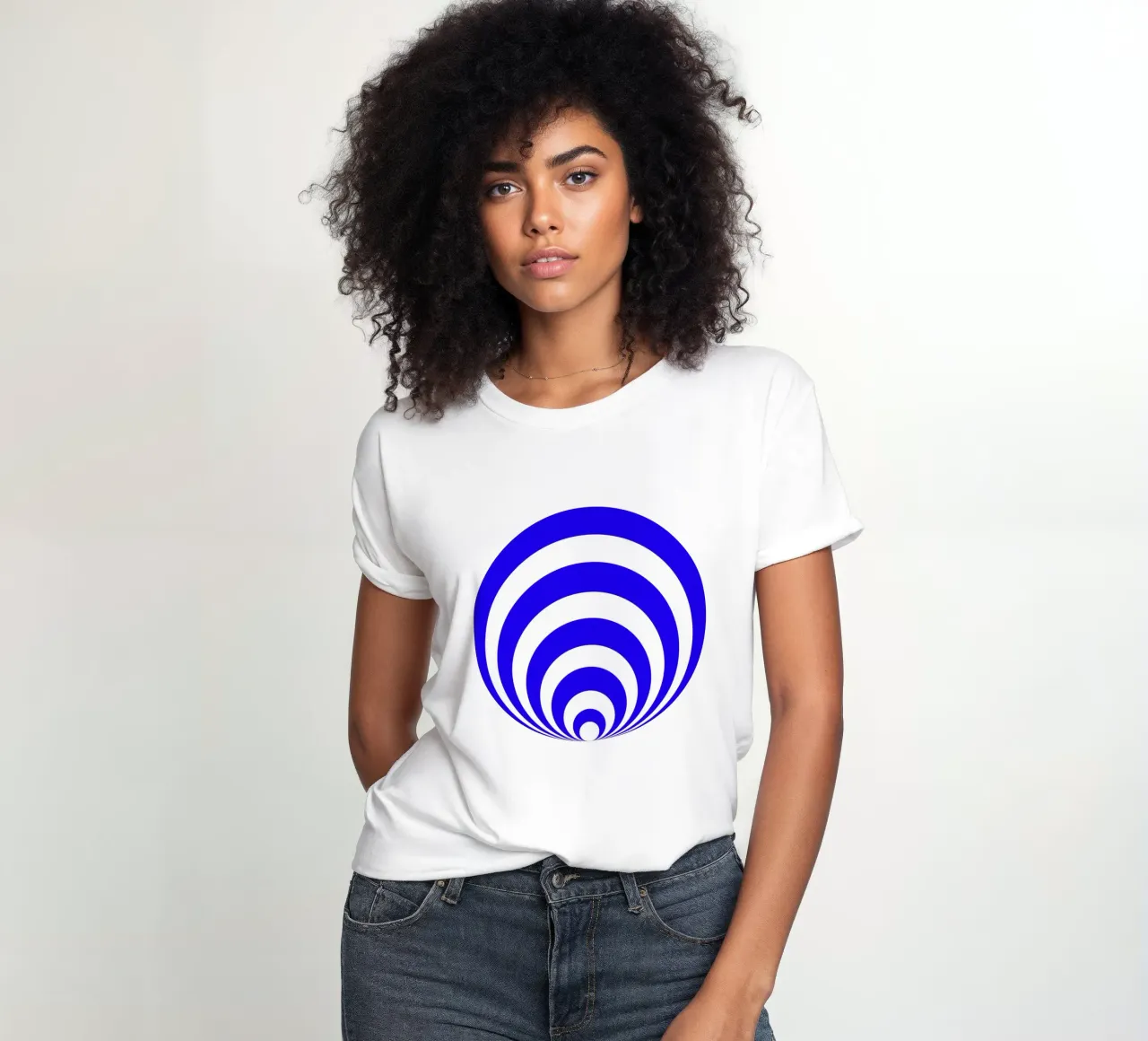 Blue and white abstract pattern, geometric shapes women's fitted t-shirt by Lilou Art