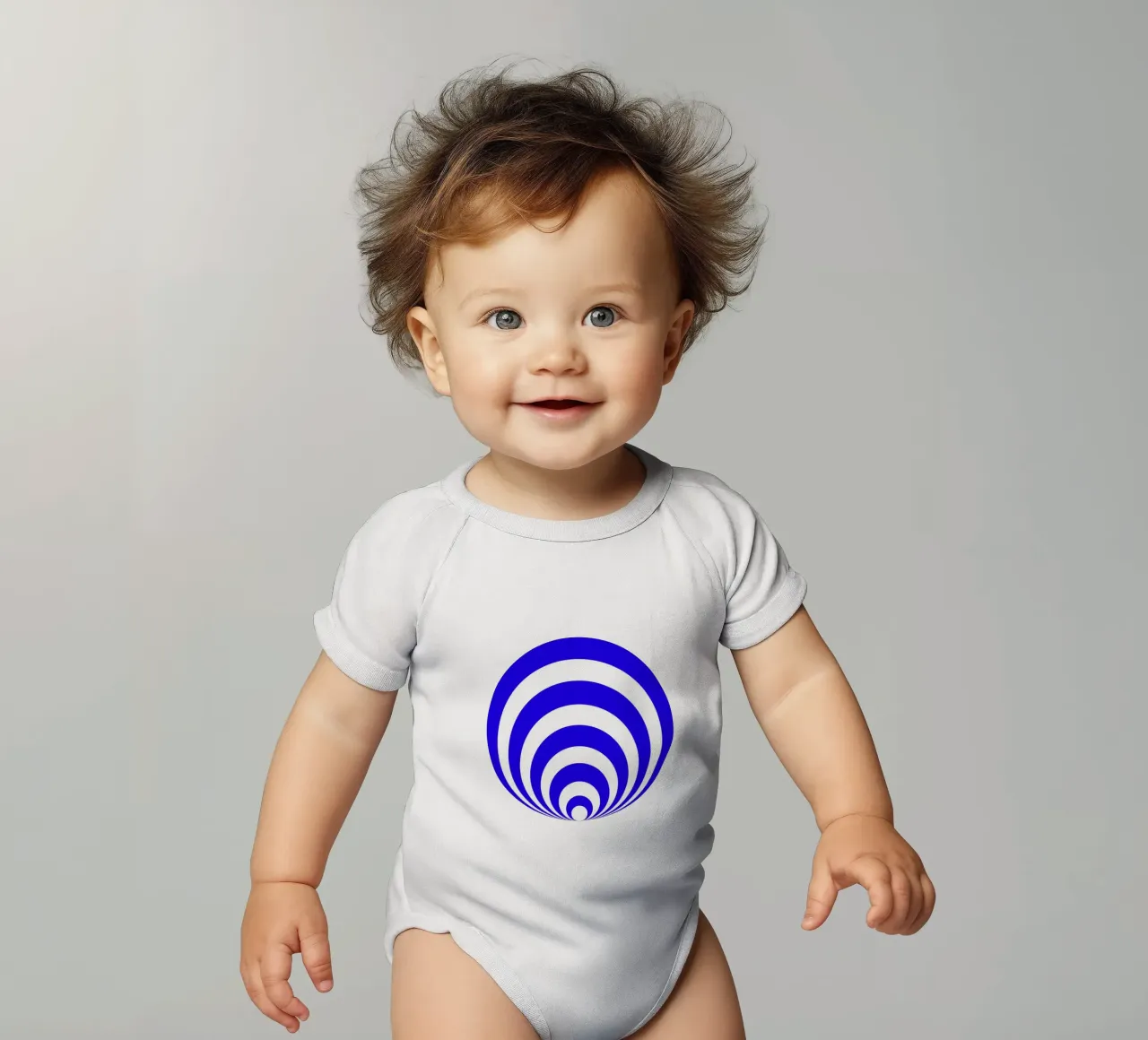Blue and white abstract pattern, geometric shapes short-sleeve baby romper by Lilou Art