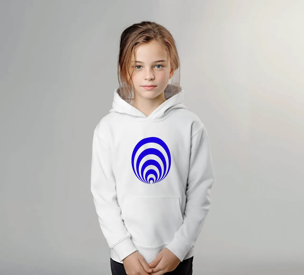 Blue and white abstract pattern, geometric shapes kids hoodie by Lilou Art