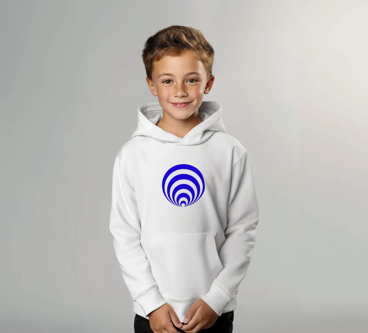 Blue and white abstract pattern, geometric shapes kids hoodie by Lilou Art