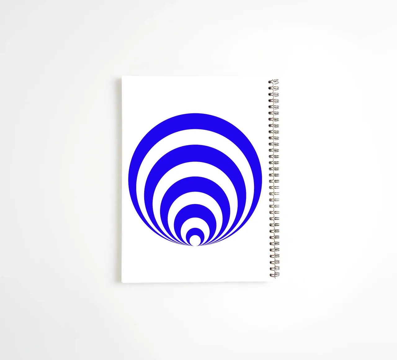 Blue and white abstract pattern, geometric shapes spiral notebook by Lilou Art