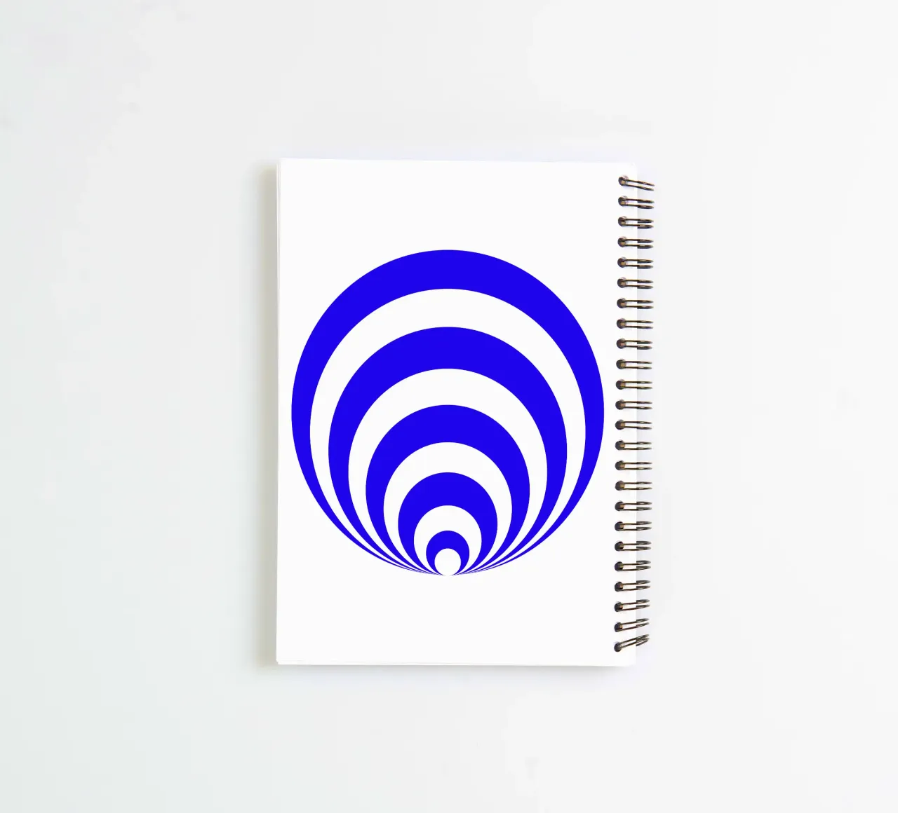 Blue and white abstract pattern, geometric shapes spiral notebook by Lilou Art