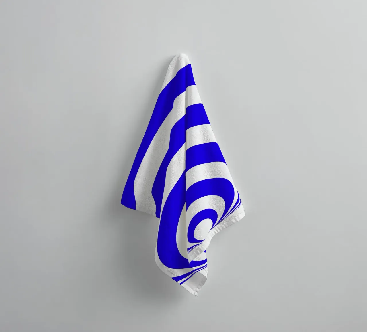 Blue and white abstract pattern, geometric shapes towel by Lilou Art