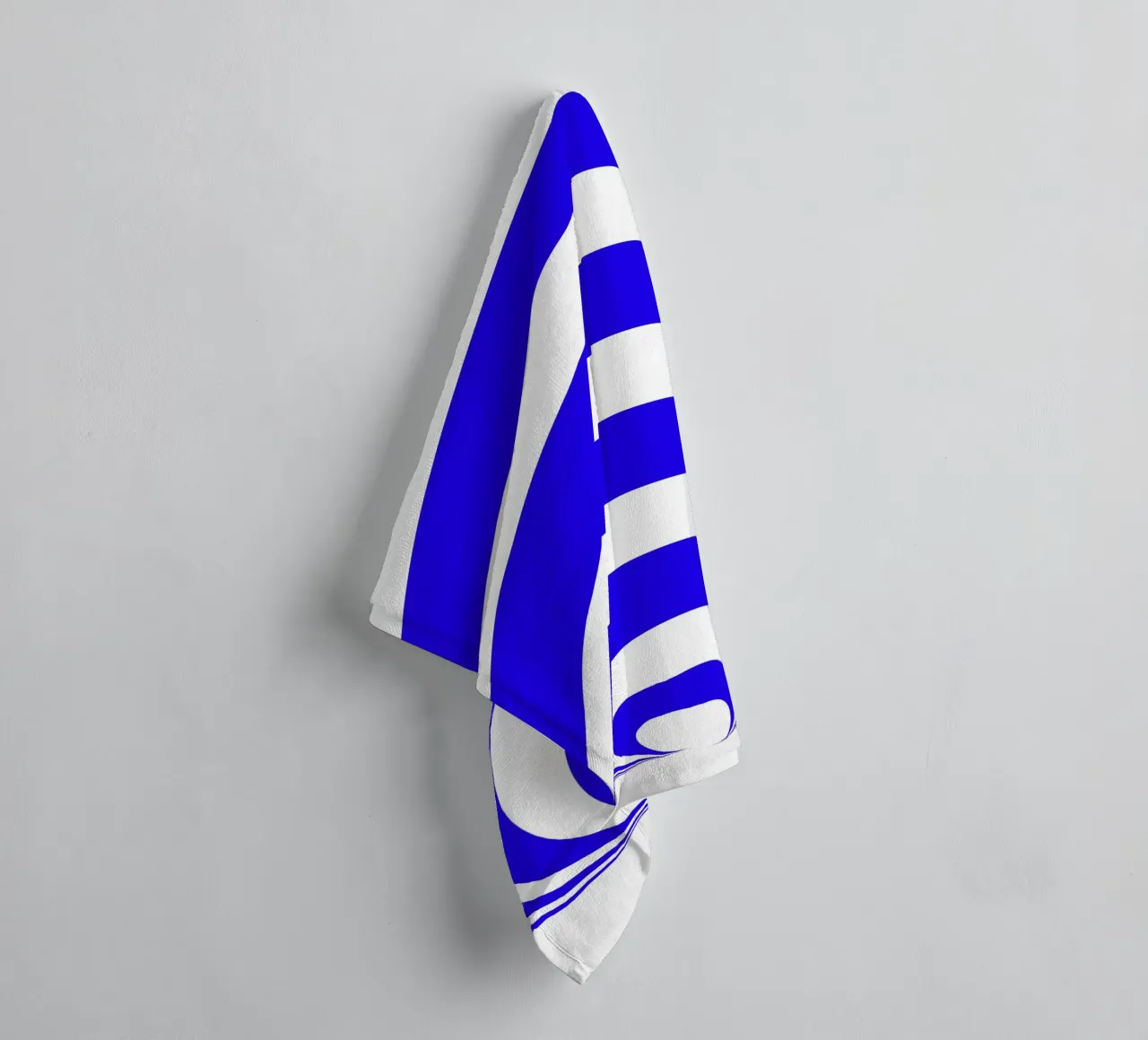 Blue and white abstract pattern, geometric shapes towel by Lilou Art