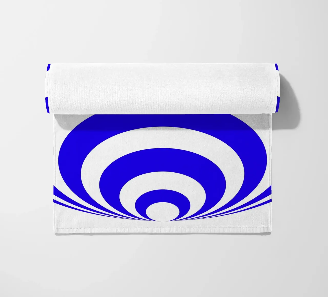 Blue and white abstract pattern, geometric shapes beach towel by Lilou Art