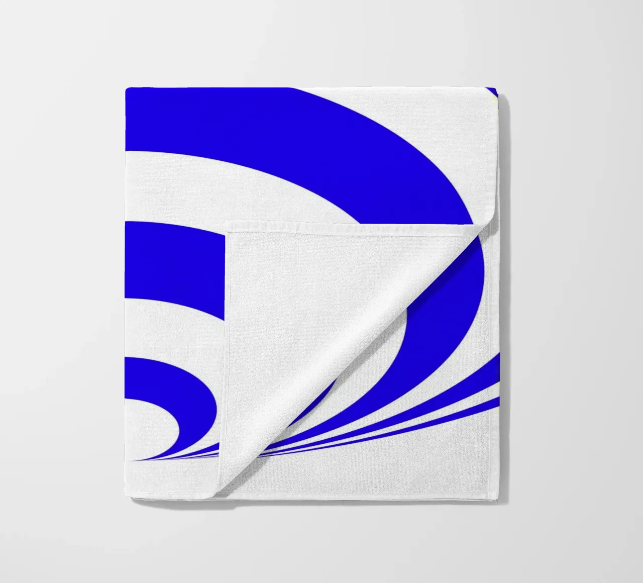 Blue and white abstract pattern, geometric shapes beach towel by Lilou Art