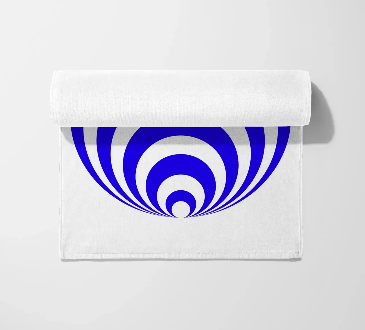 Blue and white abstract pattern, geometric shapes beach towel by Lilou Art