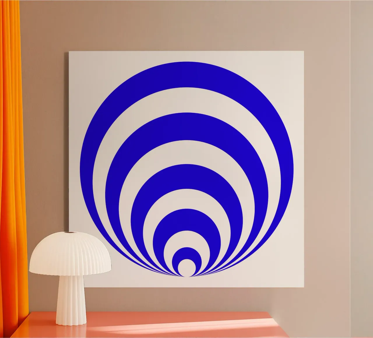 Disegno astratto blu e bianco, forme geometriche plexiglass da Lilou Art