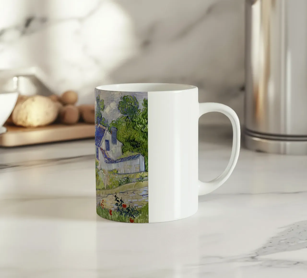 Le case di Auvers di Vincent van Gogh (1890) tazza in ceramica da Venus Art