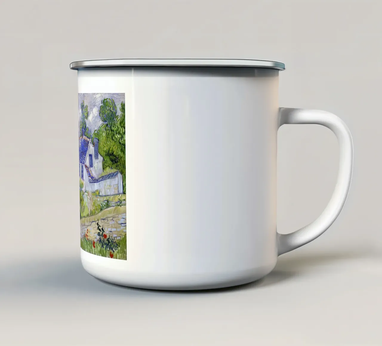 Le case di Auvers di Vincent van Gogh (1890) tazza in smalto da Venus Art