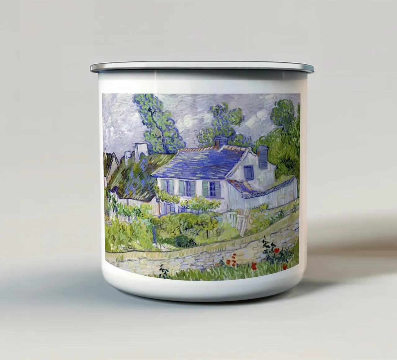 Le case di Auvers di Vincent van Gogh (1890) tazza in smalto da Venus Art