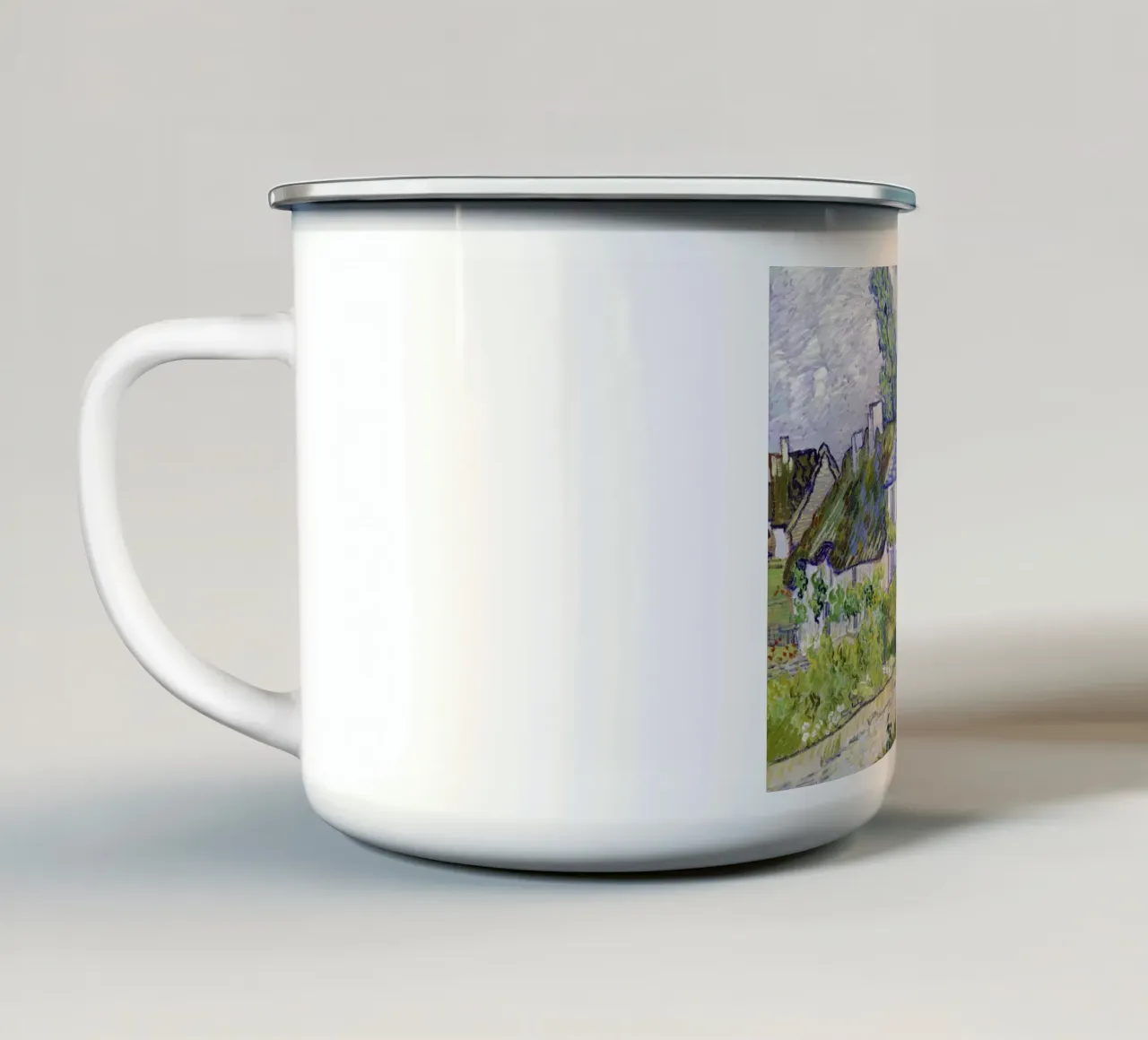 Le case di Auvers di Vincent van Gogh (1890) tazza in smalto da Venus Art