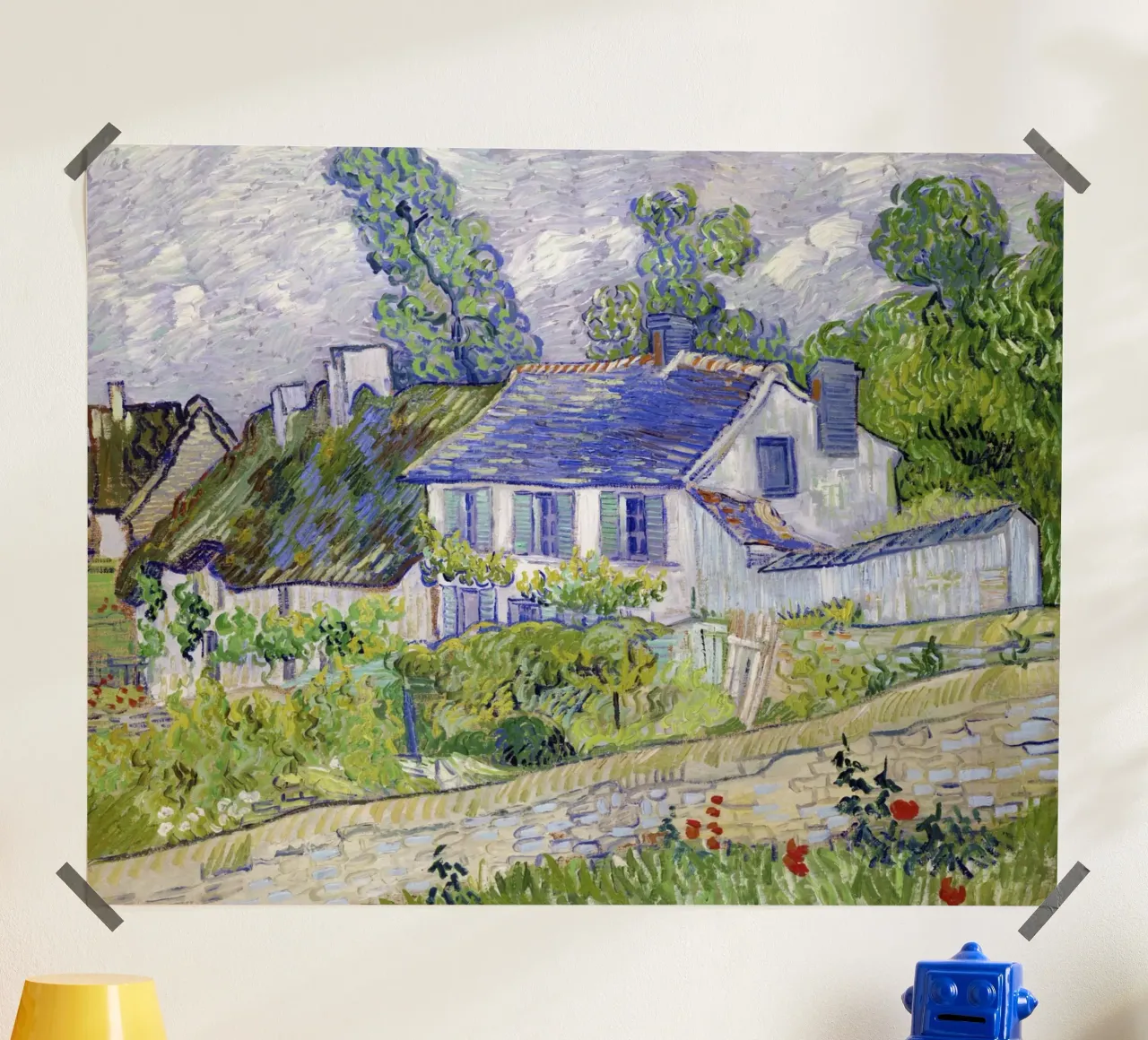 Le case di Auvers di Vincent van Gogh (1890) poster con telaio in legno da Venus Art