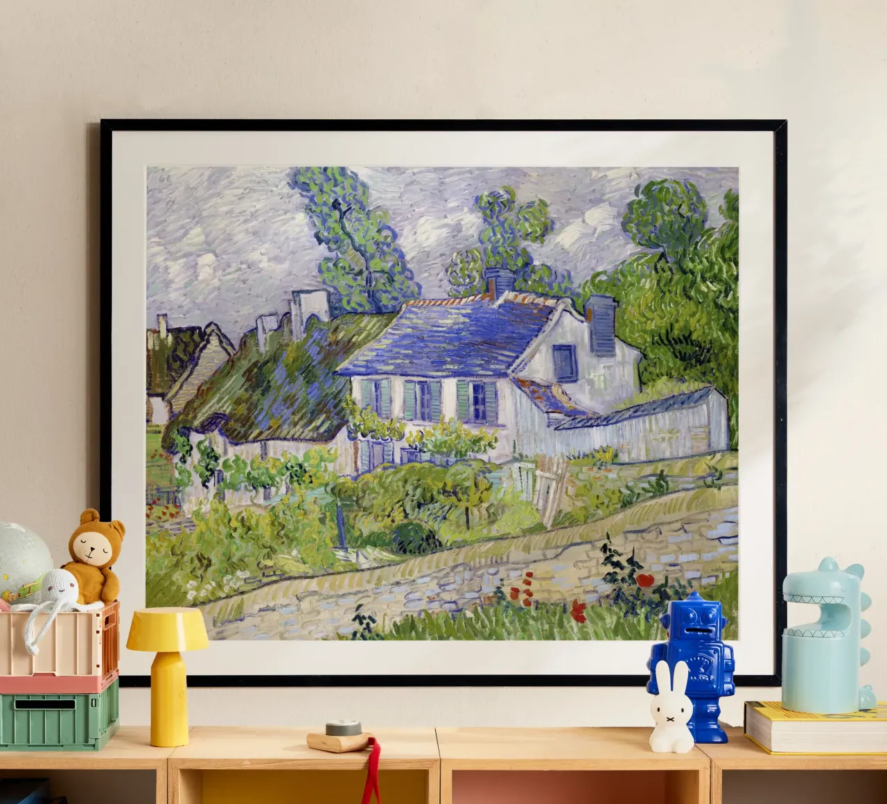 Le case di Auvers di Vincent van Gogh (1890) poster con telaio in legno da Venus Art