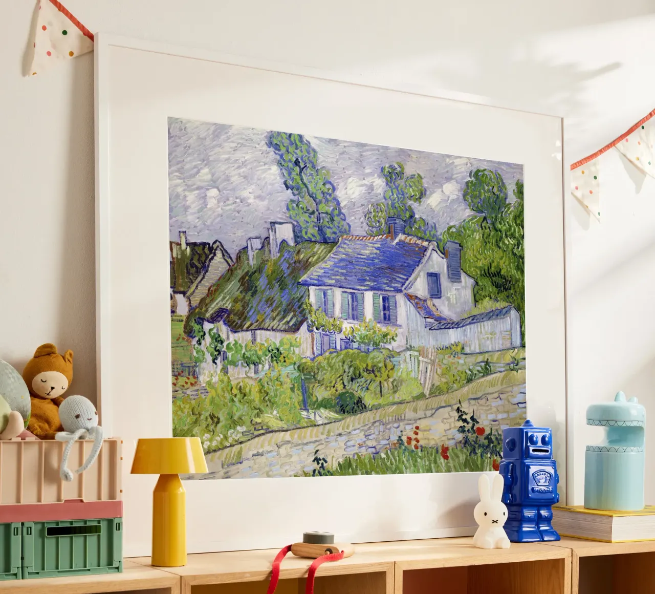 Le case di Auvers di Vincent van Gogh (1890) poster con telaio in legno da Venus Art