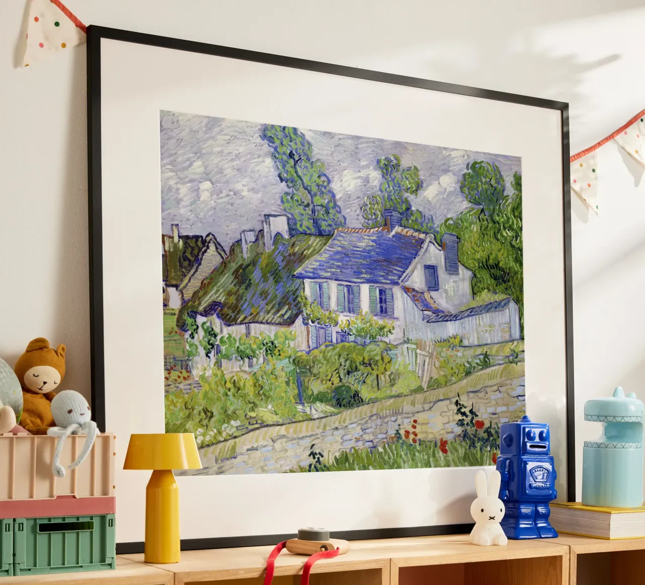 Le case di Auvers di Vincent van Gogh (1890) poster con telaio in legno da Venus Art