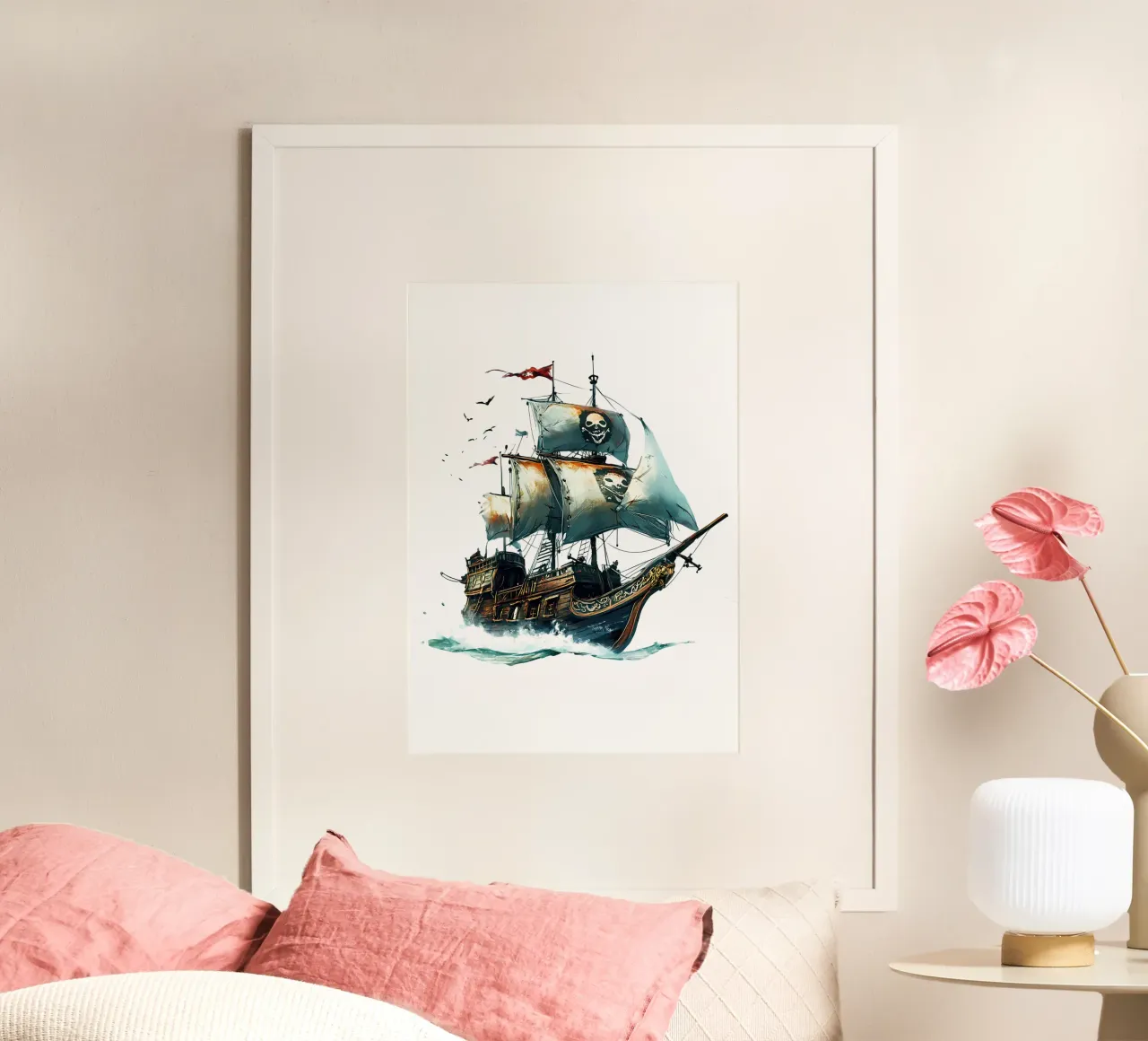 Nave pirata con vele di teschi Di tendenza ora poster da Urban Life