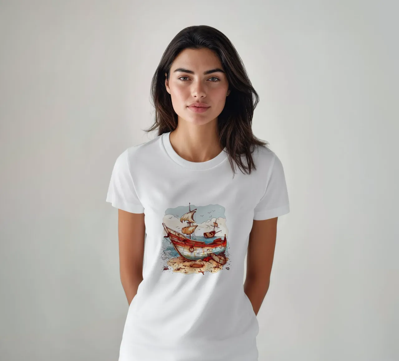 Old Boat on the Beach Trending Now t-shirt by Urban Life