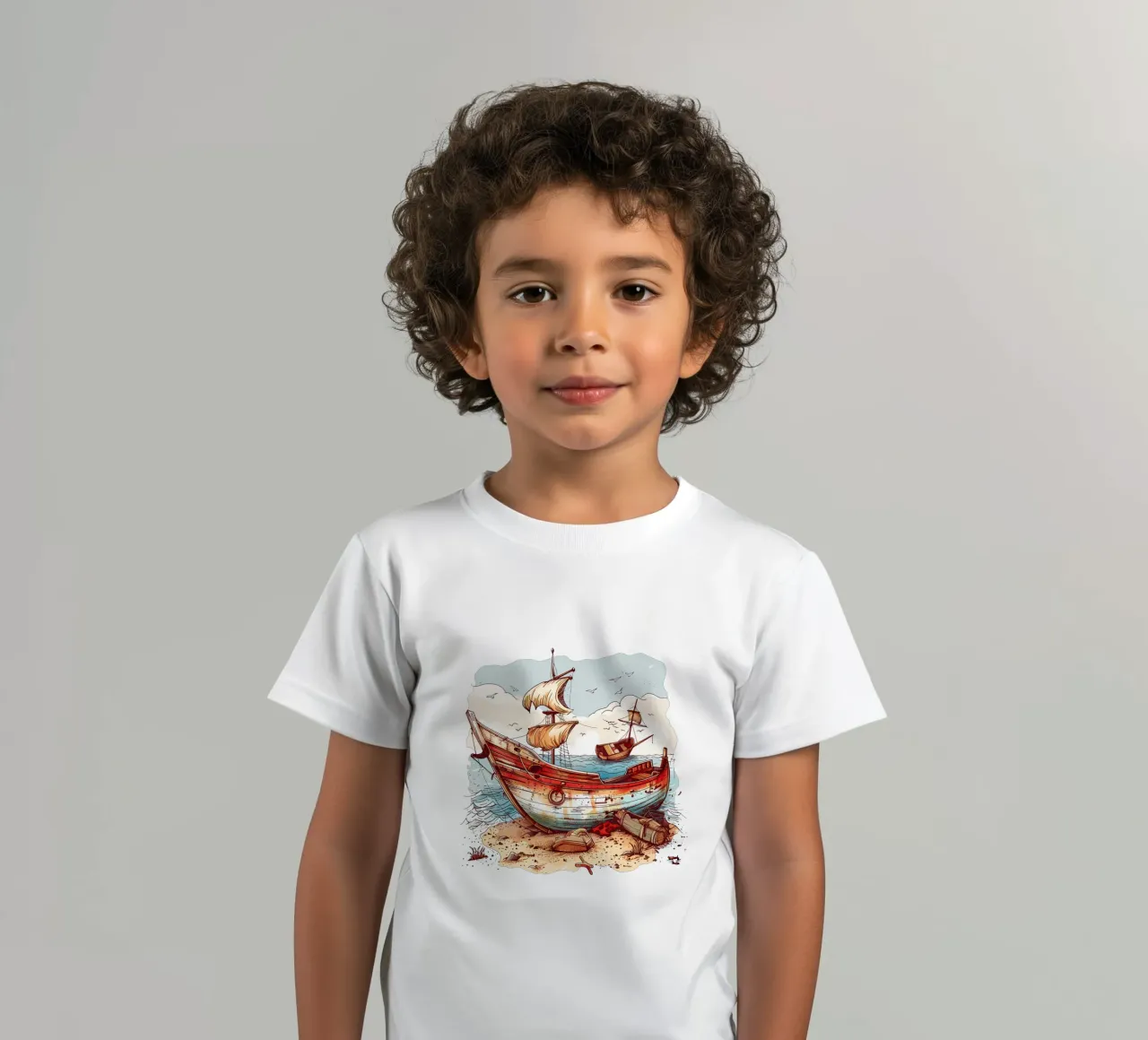 Vieux bateau sur la plage Tendance actuelle t-shirt enfant de Urban Life