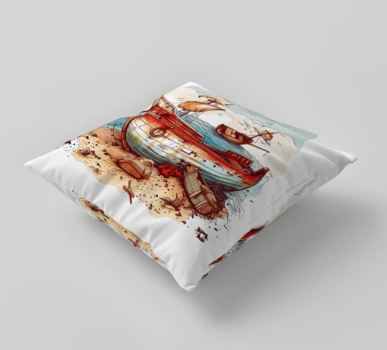 Old Boat on the Beach Trending Now decorative cushion by Urban Life