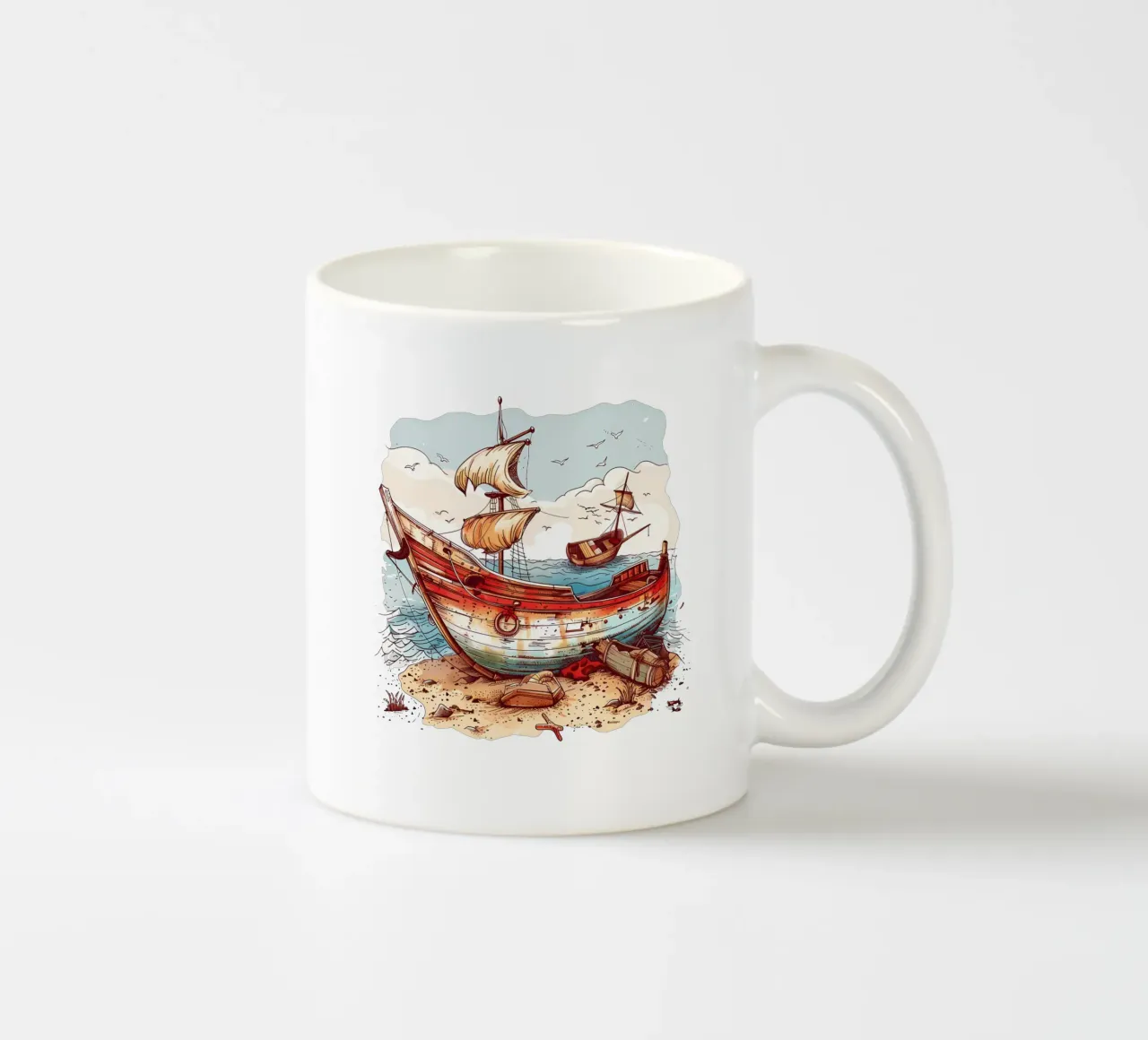 Vecchia barca sulla spiaggia In tendenza ora tazza in ceramica da Urban Life