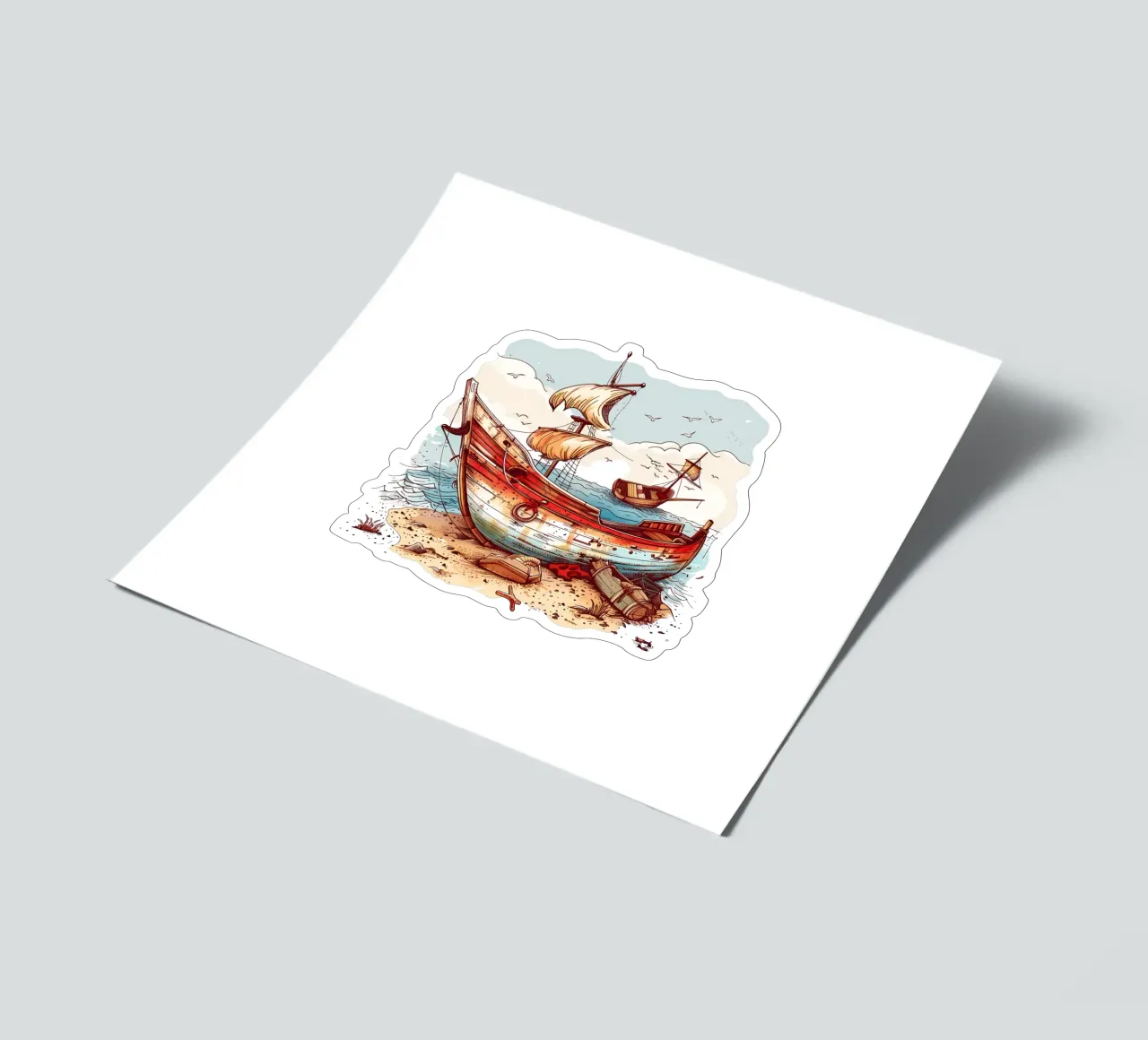 Old Boat on the Beach Trending Now sticker sheet by Urban Life