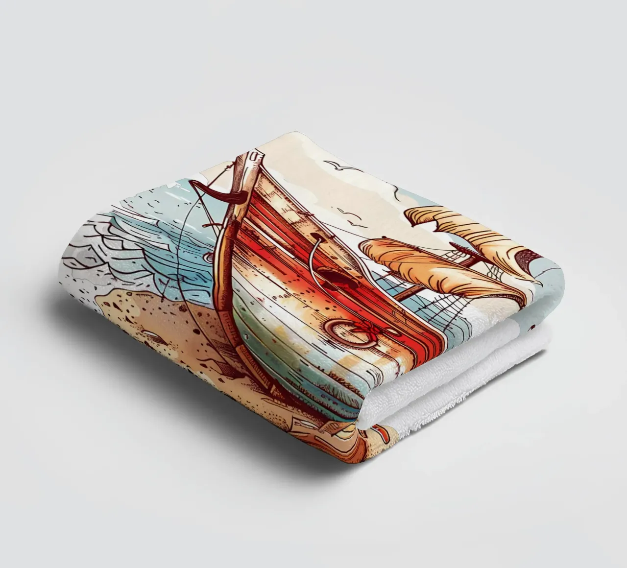 Old Boat on the Beach Trending Now towel by Urban Life