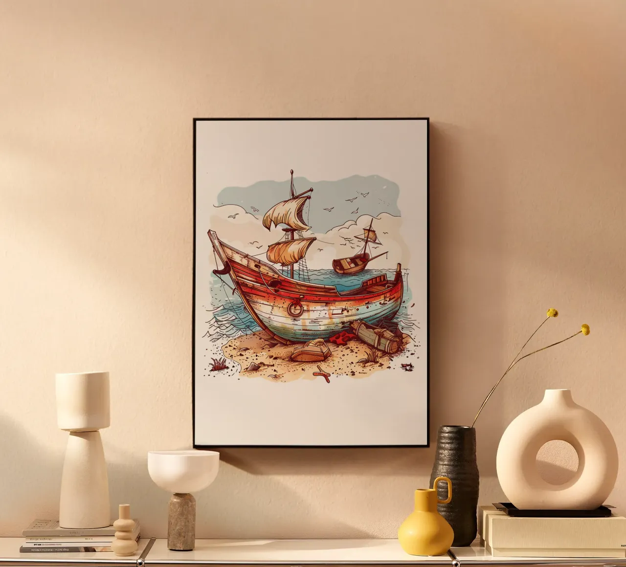 Vieux bateau sur la plage Tendance actuelle plexiglas de Urban Life