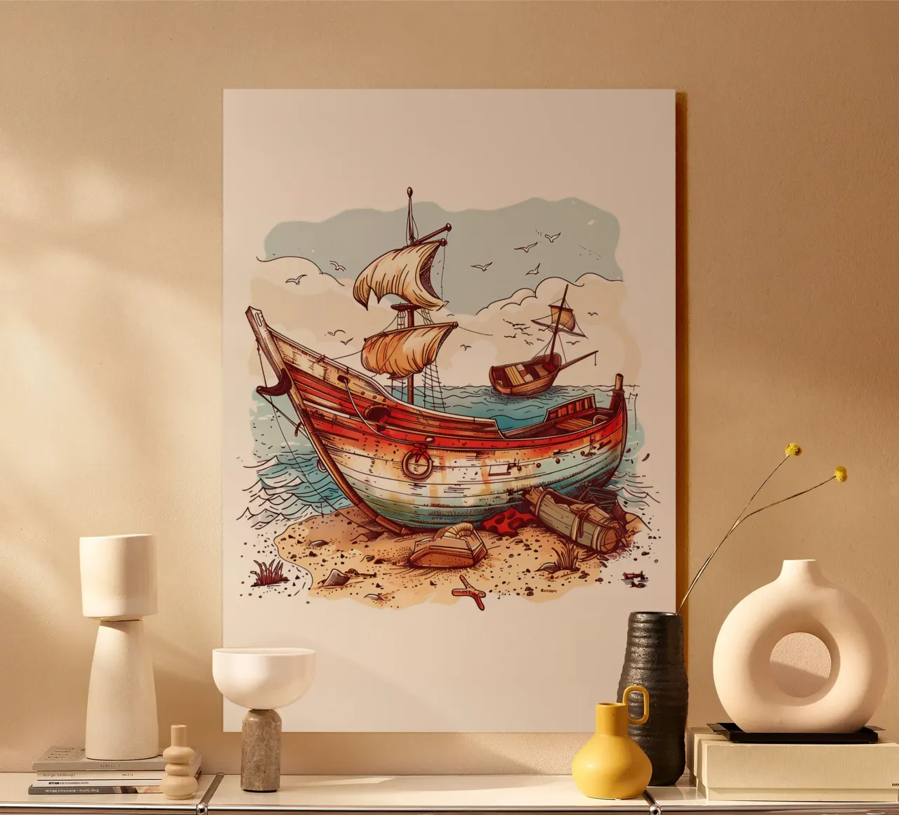 Vieux bateau sur la plage Tendance actuelle plexiglas de Urban Life