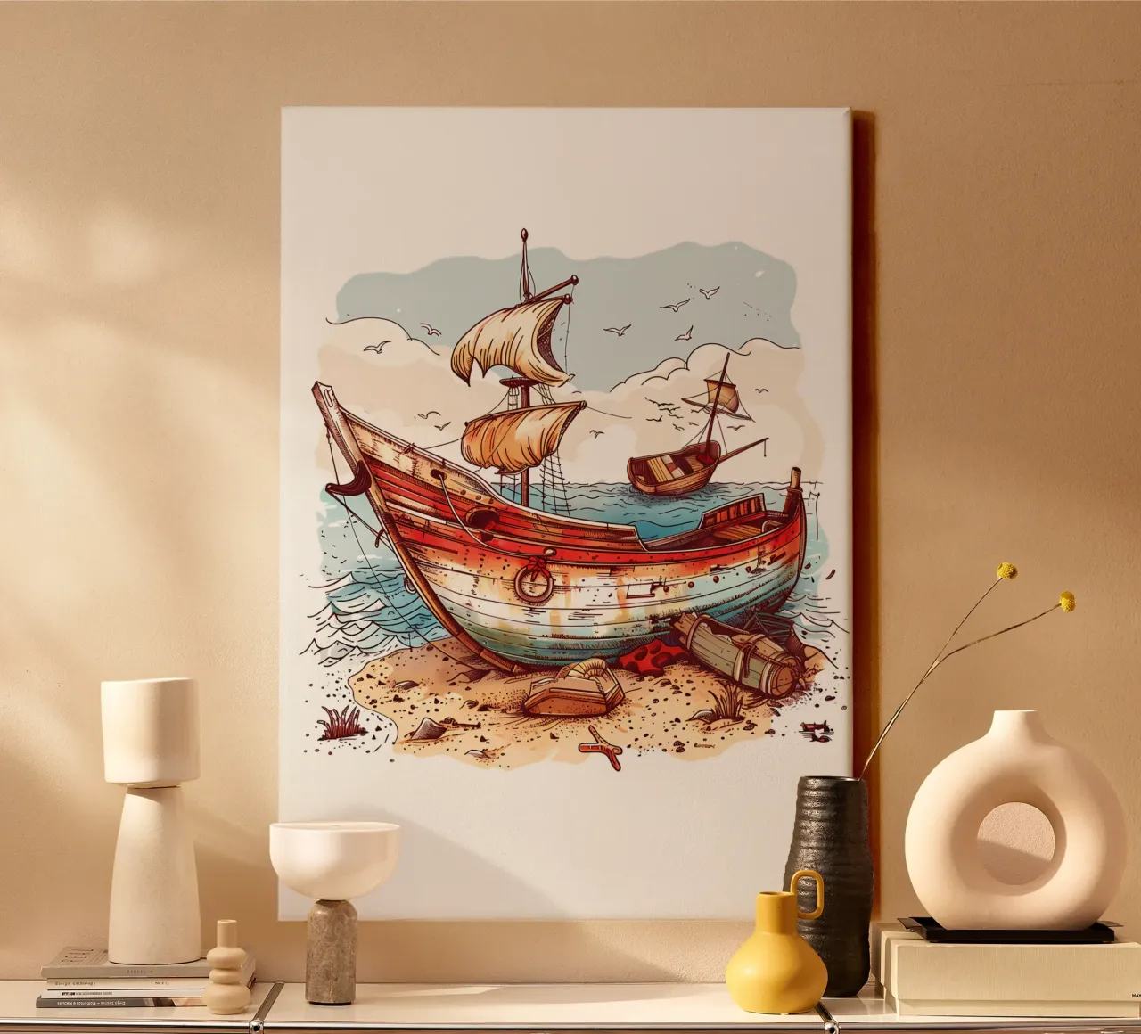 Old Boat on the Beach Trending Now canvas by Urban Life