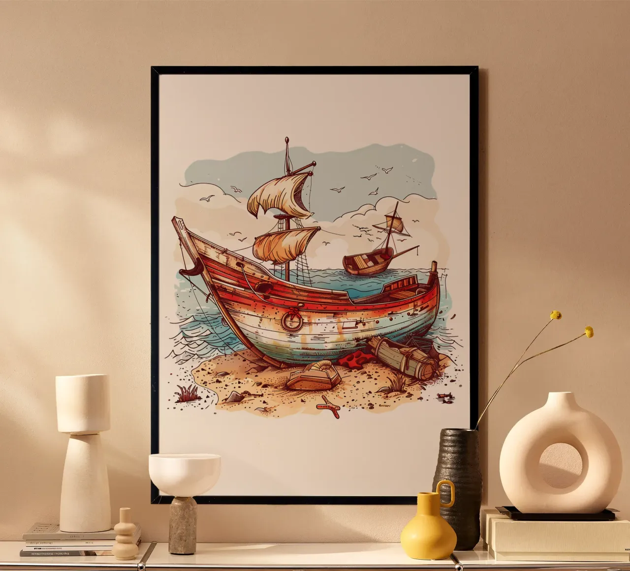 Old Boat on the Beach Trending Now hahnemühle by Urban Life