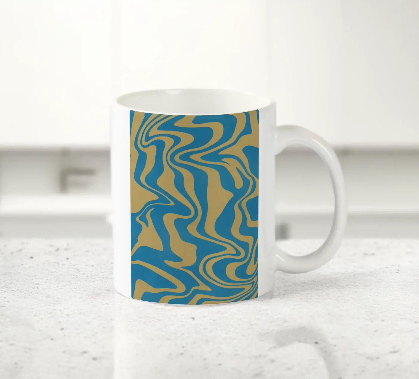 Fluid lines pattern ceramic mug by Little Dean