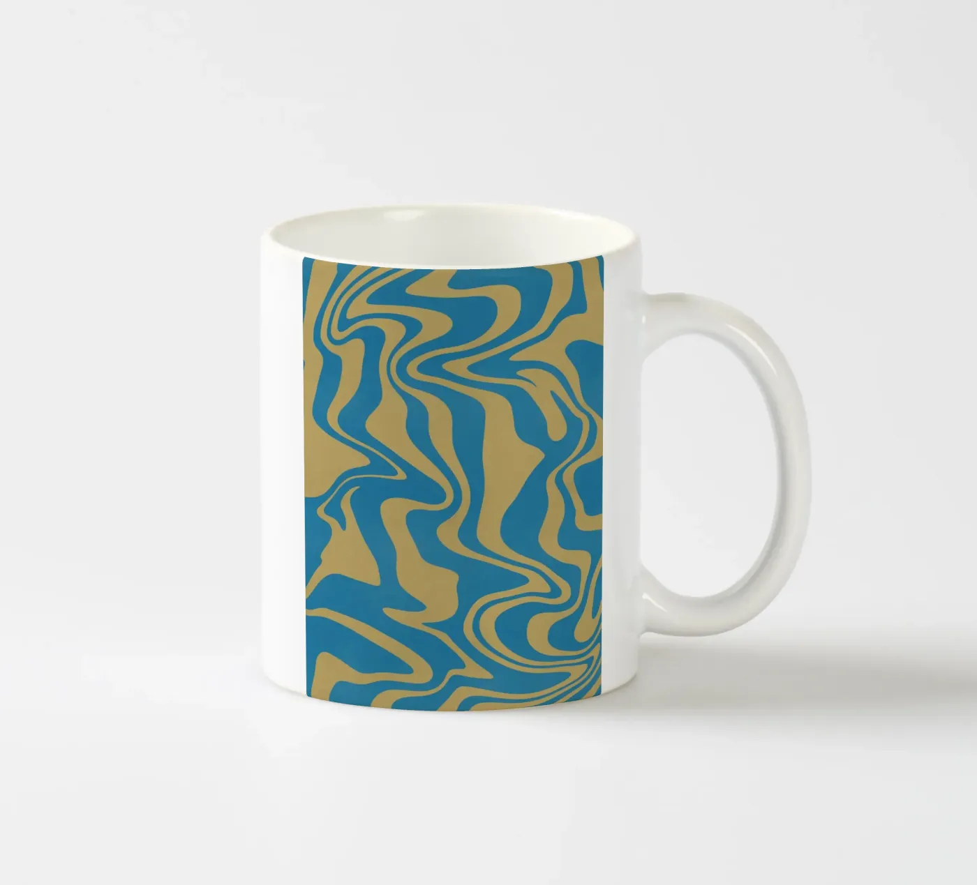 Fluid lines pattern ceramic mug by Little Dean