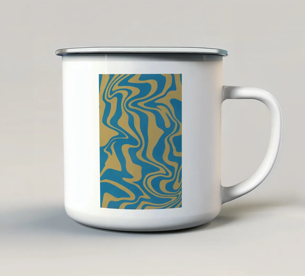 Fließlinienmuster Emaille Tasse von Little Dean