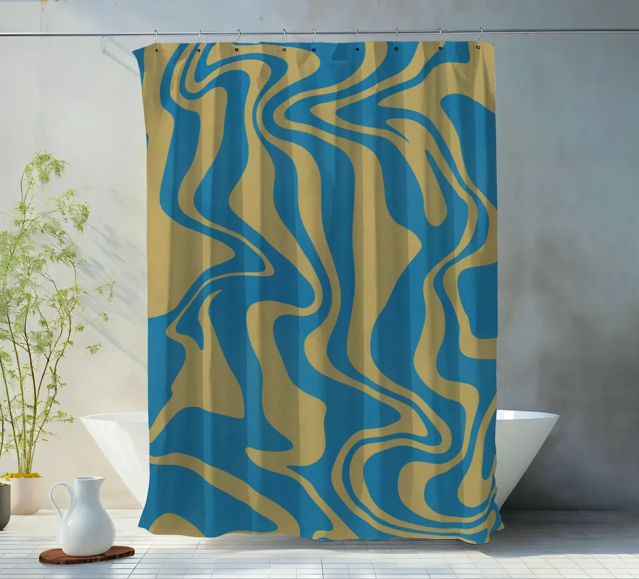 Fluid lines pattern Duschvorhang von Little Dean