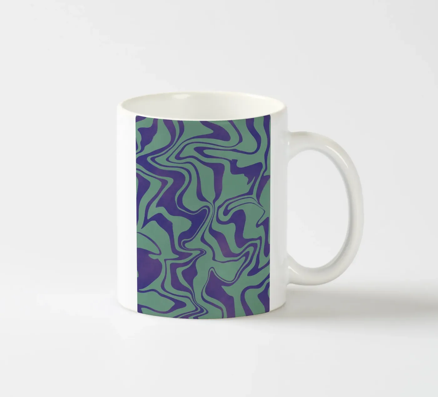 Fluid lines pattern 02 ceramic mug by Little Dean
