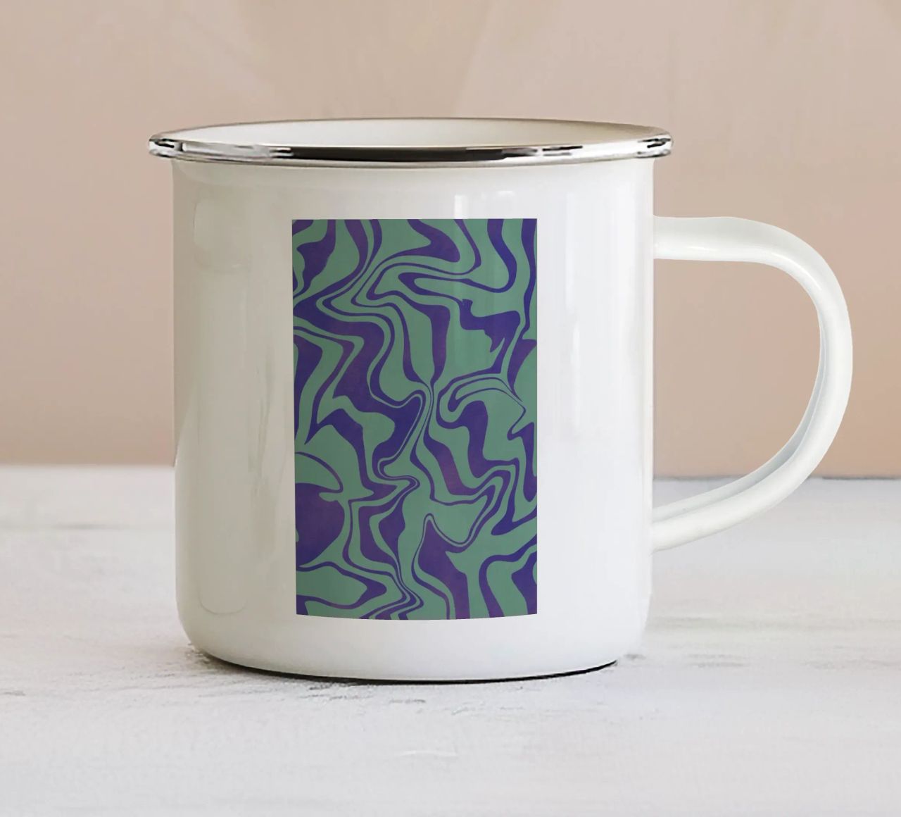 Fluid lines pattern 02 enamel mug by Little Dean