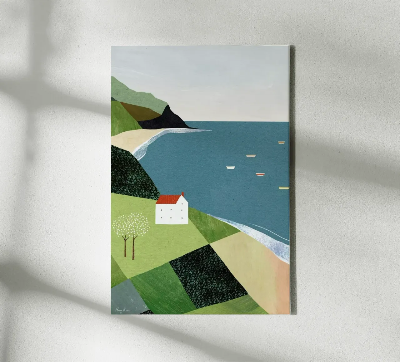 House On The Cliff tela con Cornice a cassetta da Henry Rivers